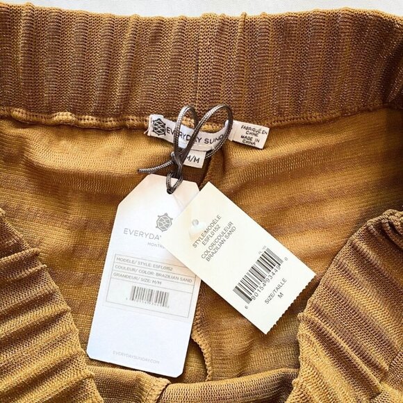 NWT EVERYDAY SUNDAY SHIMMERY GOLD SHEER STRIPED WIDE LEG COVER UP TROUSERS PANT - Picture 7 of 11